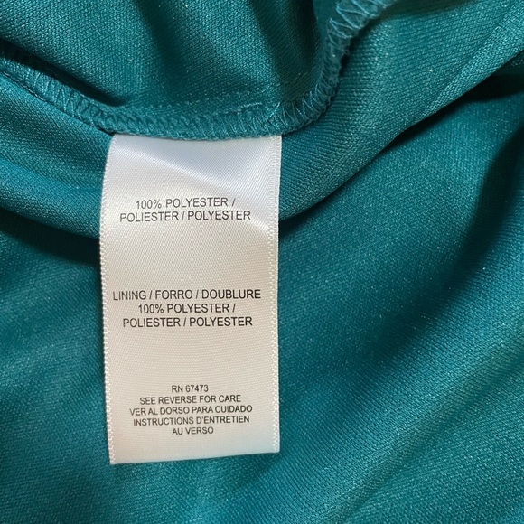 Madison Tara Elegant Blue and Green 3/4 sleeve modest Patterned Dress size 10 - Picture 11 of 12